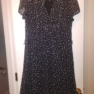 MSK Black and White Polka Dot Midi Dress